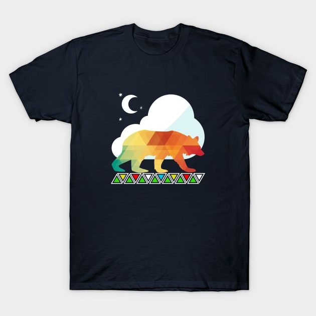 Bear walking in the night T-Shirt by KerzoArt